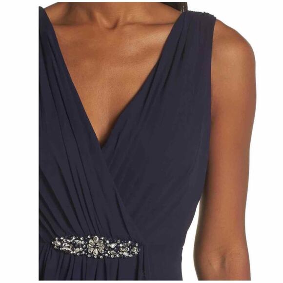 Eliza J Crystal Detail High-Low Party Formal Gown Size US 4 Navy - Picture 10 of 10
